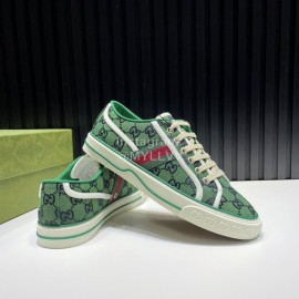 Gucci Vintage Lace Up Canvas Shoes For Men And Women Green