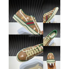Gucci Vintage Lace Up Canvas Shoes For Men And Women Brown