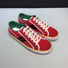 Gucci Vintage Canvas Lace Up Shoes For Men And Women Red