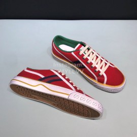 Gucci Vintage Canvas Lace Up Shoes For Men And Women Red