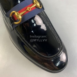 Gucci Cowhide Horsebit Ribbon Loafers For Men Black