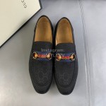 Gucci Cloth Horsebit Ribbon Loafers For Men 