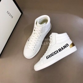 Gucci Vintage Calf Leather High Top Shoes For Men White