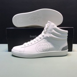 Gucci Vintage White Calf Leather High Top Shoes For Men 