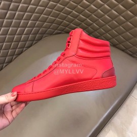 Gucci Vintage Calf Leather High Top Sneakers For Men Red 