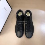 Gucci Vintage Calf Leather High Top Sneakers For Men Black