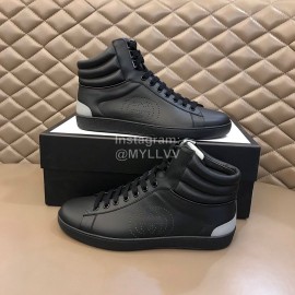 Gucci Vintage Calf Leather High Top Sneakers For Men Black