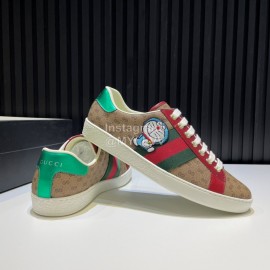 Gucci Calf Leather Casual Sneakers For Men And Women Coffee