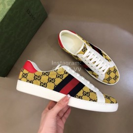 Gucci Canvas Ribbon Casual Sneakers For Men And Women Yellow