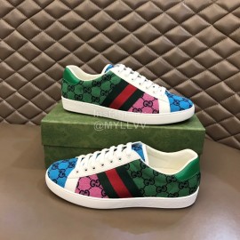 Gucci Canvas Ribbon Casual Sneakers For Men And Women Green