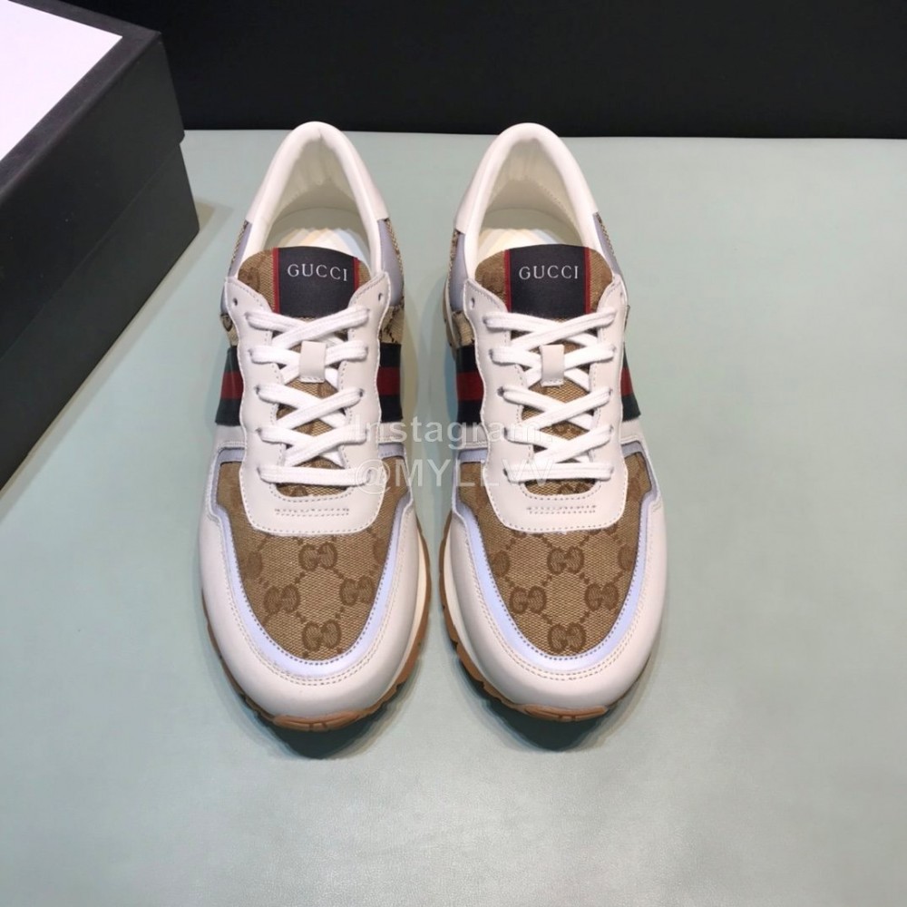 Gucci Vintage Canvas Leather Sneakers For Men Brown