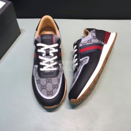 Gucci Vintage Canvas Leather Sneakers For Men Gray