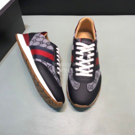 Gucci Vintage Canvas Leather Sneakers For Men Black