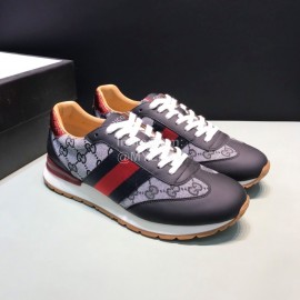 Gucci Vintage Canvas Leather Sneakers For Men Black