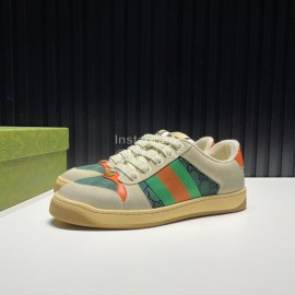 Gucci Vintage Leather Sneakers For Men And Women Green