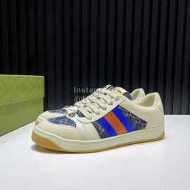 Gucci Vintage Leather Sneakers For Men And Women Blue