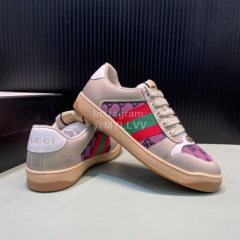 Gucci Vintage Leather Sneakers For Men And Women Purple