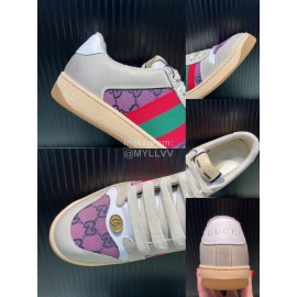 Gucci Vintage Leather Sneakers For Men And Women Purple