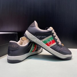Gucci Vintage Leather Sneakers For Men And Women Black