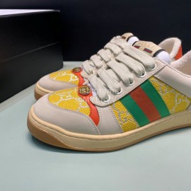 Gucci Vintage Leather Sneakers For Men And Women Yellow