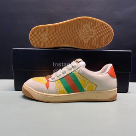 Gucci Vintage Leather Sneakers For Men And Women Yellow