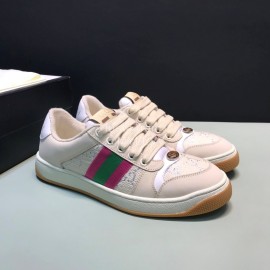 Gucci Vintage Leather Sneakers For Men And Women Beige