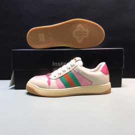 Gucci Vintage Leather Sneakers For Men And Women Pink
