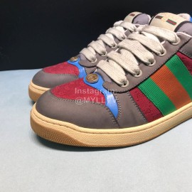 Gucci Vintage Leather Sneakers For Men And Women Gray