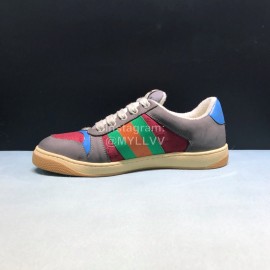 Gucci Vintage Leather Sneakers For Men And Women Gray