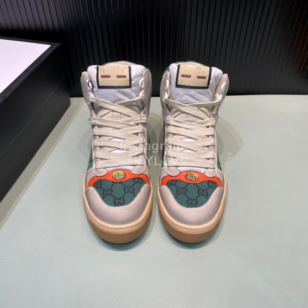 Gucci Vintage Leather High Top Sneakers For Men And Women