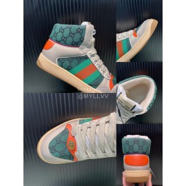 Gucci Vintage Leather High Top Sneakers For Men And Women