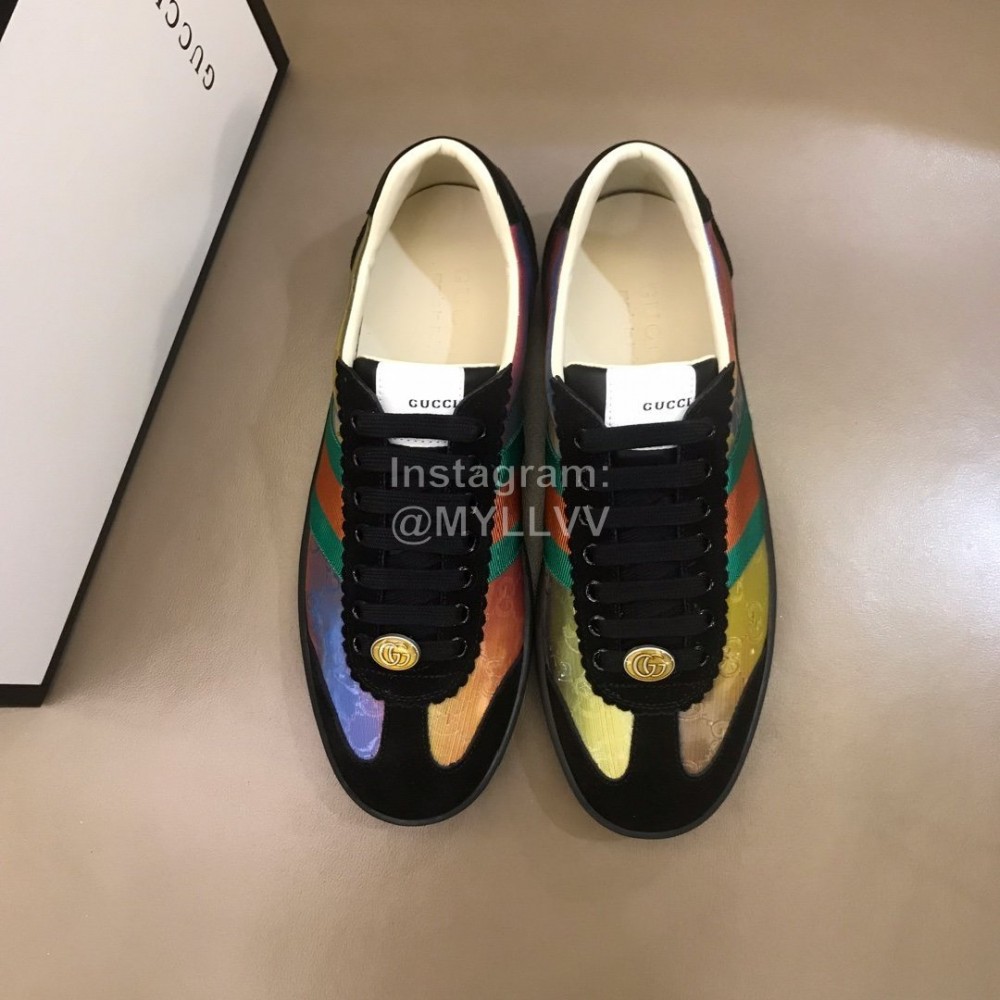 Gucci Calf Leather Casual Lace Up Sneakers For Men Black