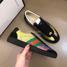 Gucci Calf Leather Casual Lace Up Sneakers For Men Black