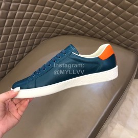 Gucci Calf Leather Casual Sneakers For Men And Women Navy