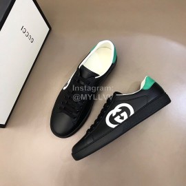 Gucci Cowhide Casual Lace Up Sneakers For Men And Women Black