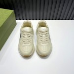 Gucci Calf Leather Thick Soled Sneakers For Men And Women Beige