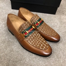 Gucci Cowhide Casual Loafers For Men Brown