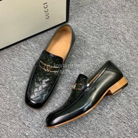 Gucci Woven Cowhide Casual Loafers For Men Black