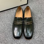 Gucci Black Cowhide Casual Loafers For Men