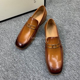 Gucci Brown Cowhide Casual Loafers For Men