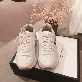 Gucci White Fashion Printed Thick Soled Couple Sneakers