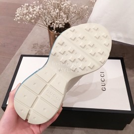Gucci White Printed Thick Soled Couple Sneakers