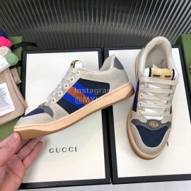 Gucci  Frosted Leather Sneakers For Men And Women