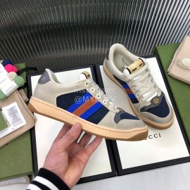 Gucci  Frosted Leather Sneakers For Men And Women