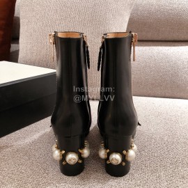 Gucci Autumn Winter New Leather Square Head High Heel Boots