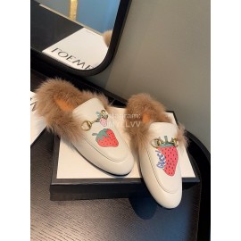 Gucci Classic Lambskin Wool Muller Shoes For Women White
