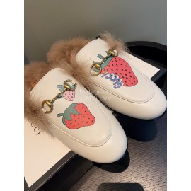 Gucci Classic Lambskin Wool Muller Shoes For Women White