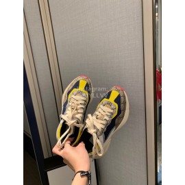 Gucci Water Dyed Calf Jacquard Stitched Printed Leather Sneakers Yellow