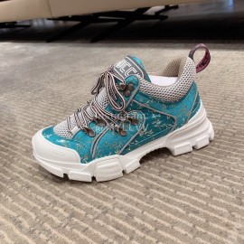 Gucci Blue Leather Water Drill Climbing Shoes For Women