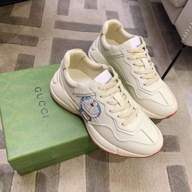 Gucci Co Branded Doraemon Leather Sneakers For Men And Women